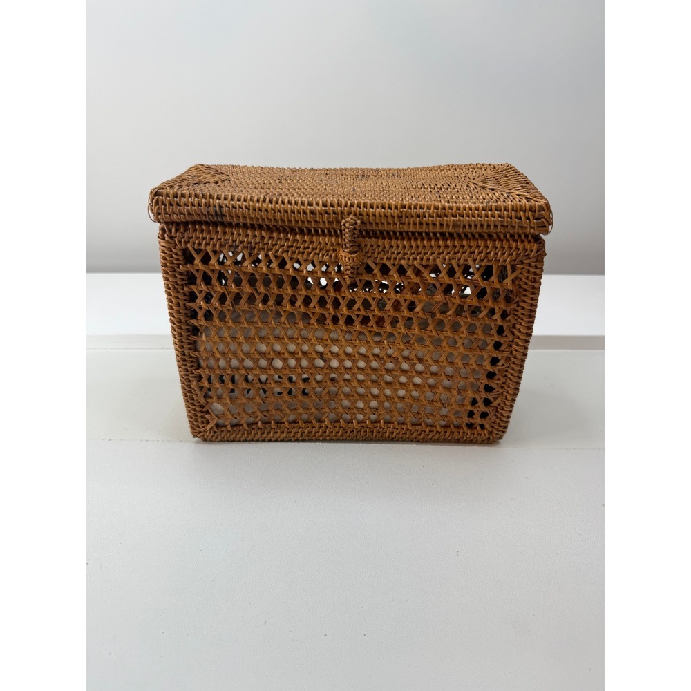 Bembien Rose Handwoven Rattan Crossbody Box Bag Leather Strap MSRP 210 NEW - Picture 3 of 11